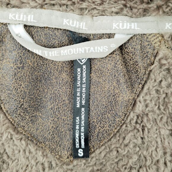 Kuhl Flight Vest Women Small Brown Deep Pile Sherpa Fleece Full Zip Hidden Hood - Picture 2 of 12